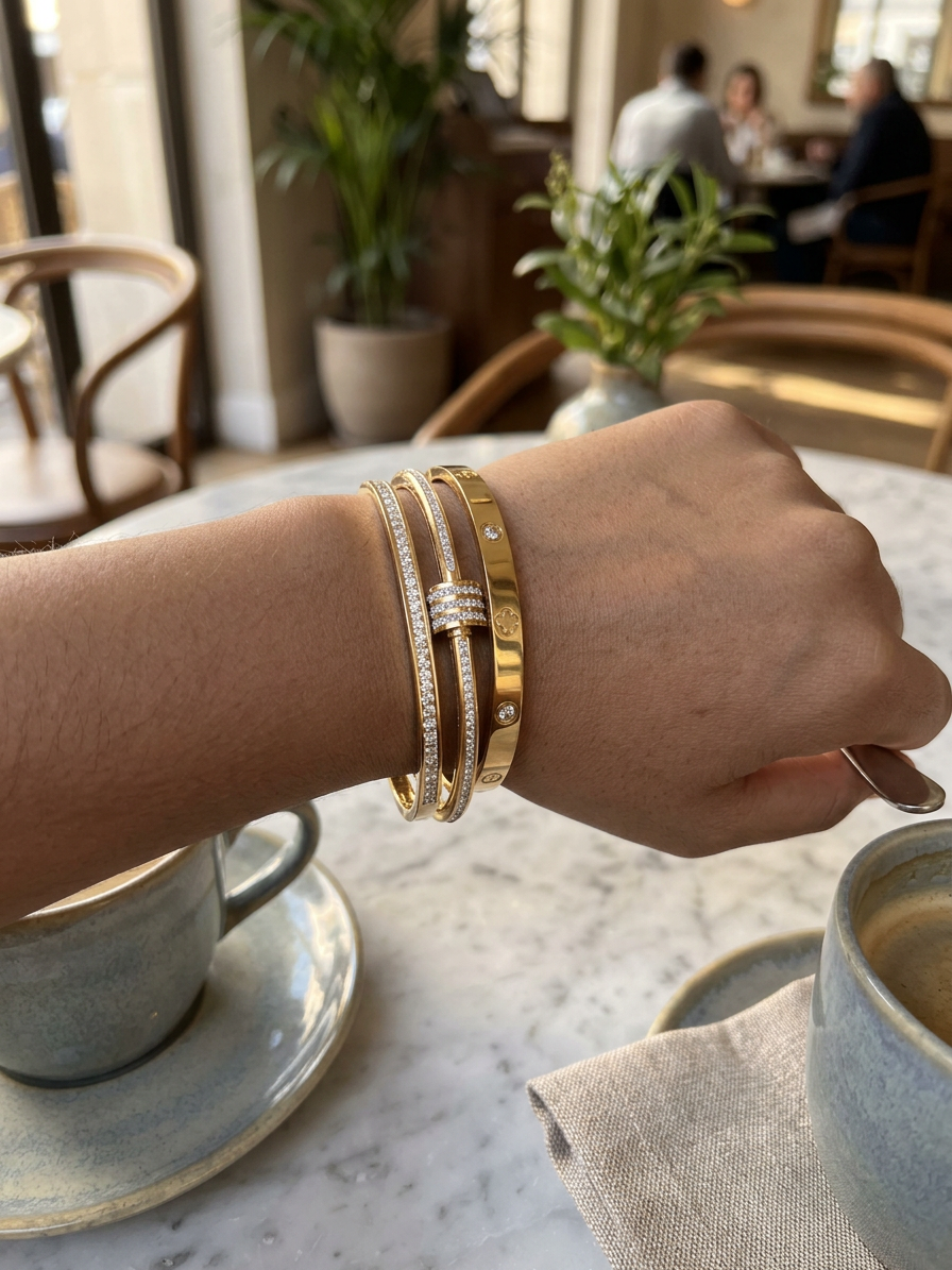 Set Brazalete elegancia Dorada Cajregal