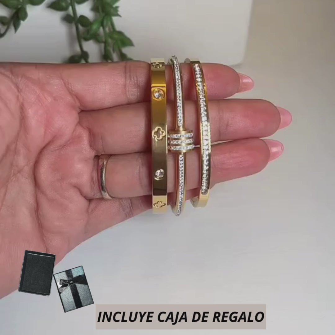 Set Brazalete elegancia Dorada Cajregal